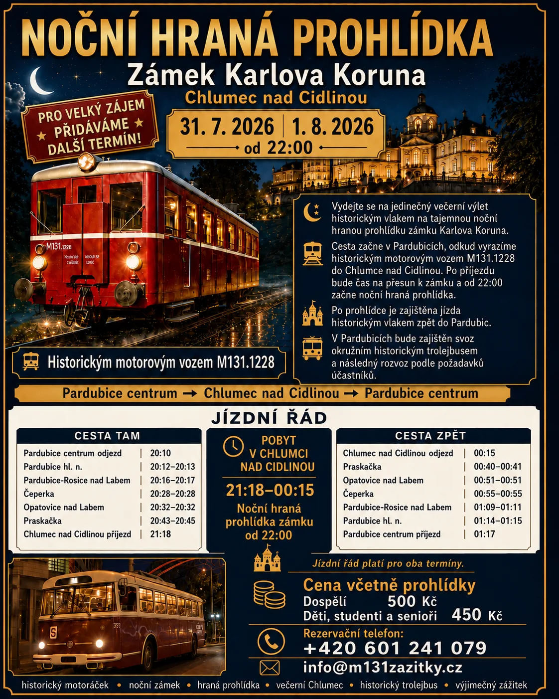 Plakát: Noční hraná prohlídka – Zámek Karlova Koruna